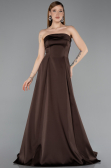 Long Brown Satin Evening Dress ABU5932