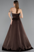 Long Brown Satin Evening Dress ABU5932