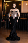 Long Black Scaly Haute Couture Dress ABU5950