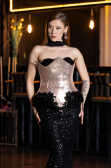 Long Black Scaly Haute Couture Dress ABU5950