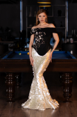 Long Black-White Scaly Haute Couture Dress ABU5952