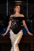 Long Black-White Scaly Haute Couture Dress ABU5952