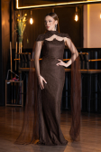 Long Brown Dantelle Evening Dress ABU5941
