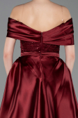 Long Burgundy Beaded Evening Dress ABU5400
