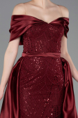 Long Burgundy Beaded Evening Dress ABU5400