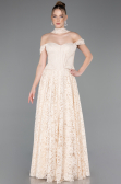 Long Beige Dantelle Evening Dress ABU5942