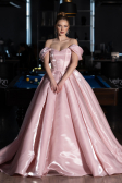 Long Powder Color Satin Haute Couture Dress ABU5749