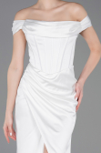 Long White Satin Evening Dress ABU5976