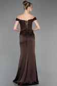 Long Brown Satin Evening Dress ABU5976