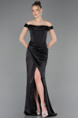 Long Black Satin Evening Dress ABU5976