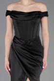 Long Black Satin Evening Dress ABU5976