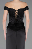 Long Black Satin Evening Dress ABU5976