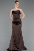 Long Brown Satin Evening Dress ABU5944