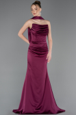 Long Plum Satin Evening Dress ABU5944