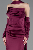 Long Plum Satin Evening Dress ABU5944