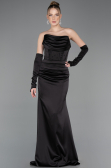 Long Black Satin Evening Dress ABU5944
