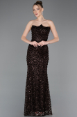 Long Brown Scaly Evening Gown ABU5979