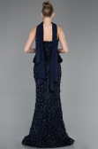 Long Navy Blue Scaly Mermaid Evening Gown ABU5982