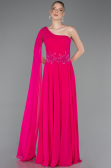 Long Fuchsia Chiffon Prom Gown ABU5984