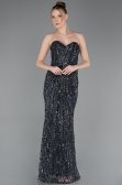 Long Anthracite Scaly Evening Dress ABU5978