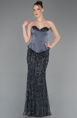 Long Anthracite Scaly Evening Dress ABU5978