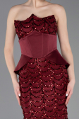 Long Burgundy Scaly Evening Gown ABU5979