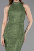 Long Olive Drab Dantelle Evening Dress ABU5987