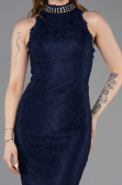 Long Navy Blue Dantelle Evening Dress ABU5987