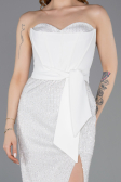 Long White Beaded Evening Dress ABU5988