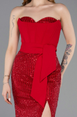 Long Red Beaded Evening Dress ABU5988