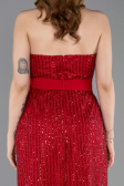 Long Red Beaded Evening Dress ABU5988