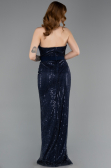Long Navy Blue Beaded Evening Dress ABU5988