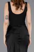 Long Black Satin Prom Gown ABU5990