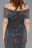 Midi Anthracite Beaded Party Dress ABK2592
