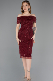 Midi Burgundy Beaded Party Dress ABK2592