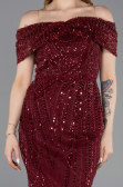 Midi Burgundy Beaded Party Dress ABK2592