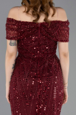 Midi Burgundy Beaded Party Dress ABK2592