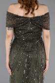 Midi Olive Drab Beaded Party Dress ABK2592