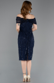 Midi Navy Blue Beaded Party Dress ABK2592
