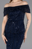 Midi Navy Blue Beaded Party Dress ABK2592
