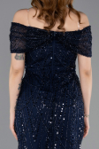 Midi Navy Blue Beaded Party Dress ABK2592