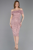 Midi Powder Color Beaded Party Dress ABK2592