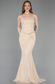 Long Beige Dantelle Mermaid Evening Gown ABU5993