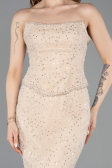 Long Beige Dantelle Mermaid Evening Gown ABU5993