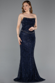 Long Navy Blue Dantelle Mermaid Evening Gown ABU5993