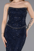 Long Navy Blue Dantelle Mermaid Evening Gown ABU5993