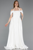 Long White Satin Evening Dress ABU5995