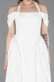 Long White Satin Evening Dress ABU5995