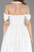 Long White Satin Evening Dress ABU5995