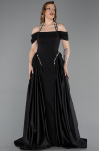 Long Black Satin Evening Dress ABU5995